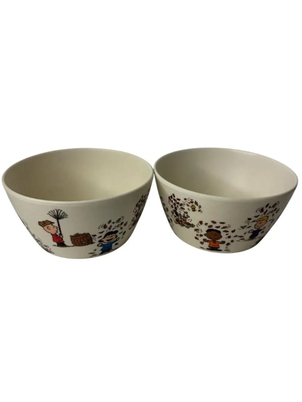 Peanuts Snoopy Thanksgiving Bamboo Melamine Bowls Set of 2 Fall Autumn Zrike 202